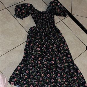 Hill House Black Dress with Floral Design